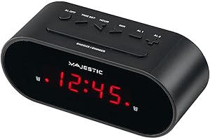 Majestic SVE 235 Réveil numérique à Affichage LED Double Alarme Snooze Noir
