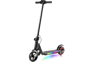 KHHK Trottinette électrique pour Enfants avec Lumières LED, Amortisseurs à Double Ressort, Moteur 130W, Vitesse Max 14 km/h, Scooter Électrique Pliable pour Enfants conçu pour 6-14 Ans