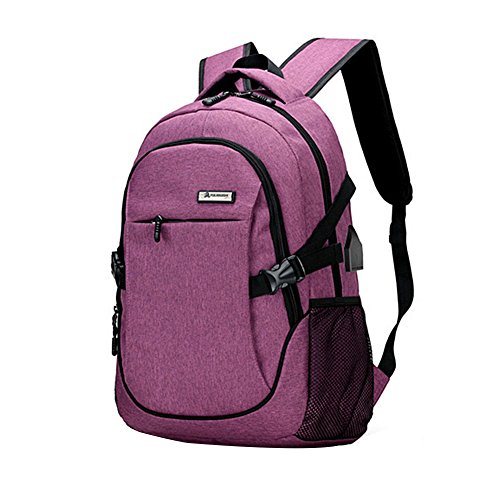 Preisvergleich Produktbild Starter USB Ladeanschluss Rucksäcke, Business Wasserabweisendes Polyester schnurlos Rucksack Travel Computer Tasche Freizeit Tasche FIT Für Arbeit und Outdoor-, Herren und Damen, Office & Studenten, violett