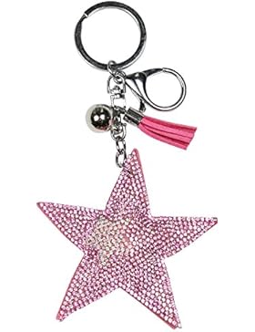 Glamexx24 Schluesselanhaenger Kristall Stern Anhaenger mit Befestigungsring und Karabiner