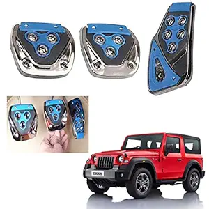 Allure Auto 3 Pcs Sports Anti-Skid Car Pedals kit Pad Covers Set (Black) (Manual Shift) for Mahindra Thar 2020