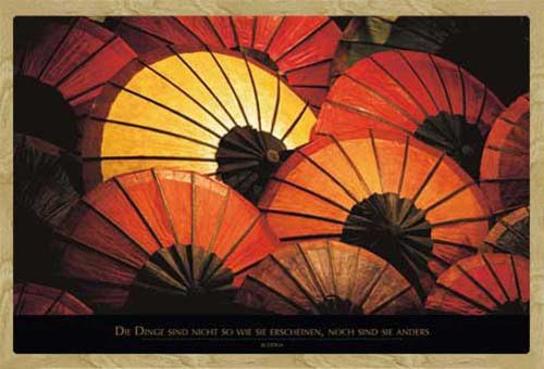 Japanese Parasols Motivational Poster with Accessory Item MDF-Frame beech