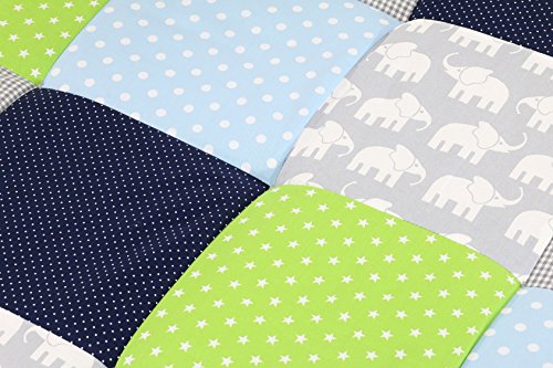 BEBILINO ® Baby Krabbeldecke Spieldecke & Laufgittereinlage 100×100 cm / 120×120 cm / 140×140 groß und weich gepolstert ELEFANT - 3