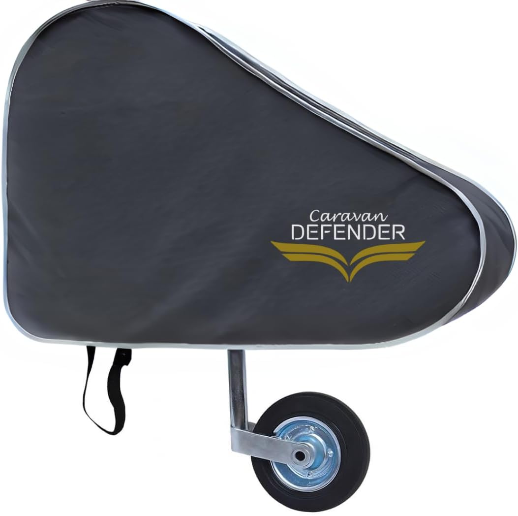 Caravan Defender Tow Hitch Cover | Universal Waterproof Trailer Hitch Protector with Straps – Towing Accessory for Caravans and Trailers (Dark/Silver Trim)