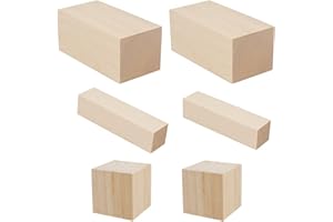MoTrent 6PCS Basswood Blocks Carving, 3 Sizes Natural Unfinished Wood Blocks Whittling Blocks Set DIY Carving, Shaping, Painting Wood Art Craft, 10 x 2.5 x 2.5 cm & 10 x 5 x 5 cm & 5 x 5 x 5 cm