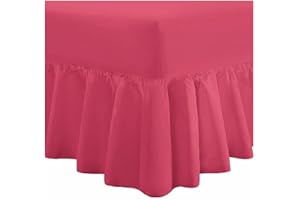 HOME ACE® Fuchsia Easy Care Valance Sheet Double Fitted Valance Sheets, Super Soft Cotton Valance Sheets Double, Poly Cotton Double Bed Valance Sheet