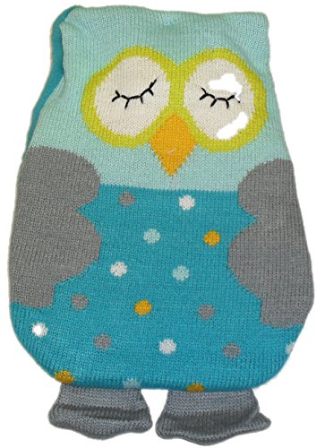 Hot Water Bottle With Knitted Blue & Turquoise Owl Design Cover By Pippa Simmons Design