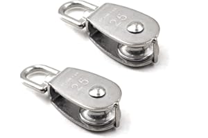 FLOMORE M25 Wire Rope Single Pulley Block 304 Stainless Steel Roller Pulley Bearing Roller Pack Of 2 Loading:150KG