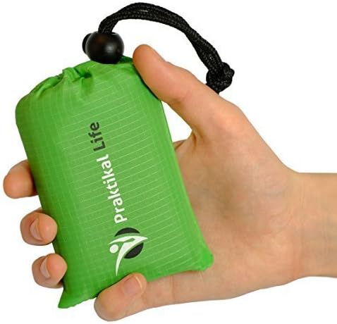 Mini Pocket Outdoor Blanket , Groud / Seat Cover Made From Premium Soft and Lightweight Waterproof Material Ideal for Traveling / Hiking / Cycling with Practical Pouch (Green)
