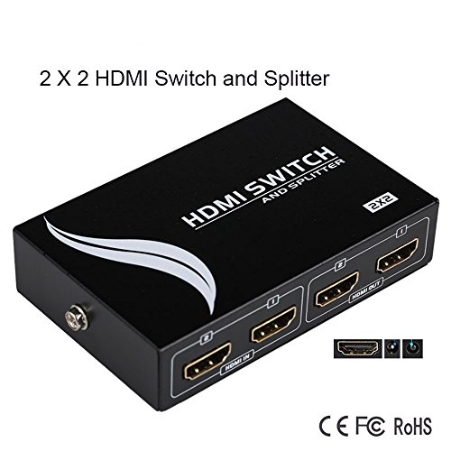 Milkee 2 x 2 HDMI Verteiler 2 In 2 Out Splitter Switch ULTRA HD 1080p 3D - 2 Eingänge an 2 Ausgänge
