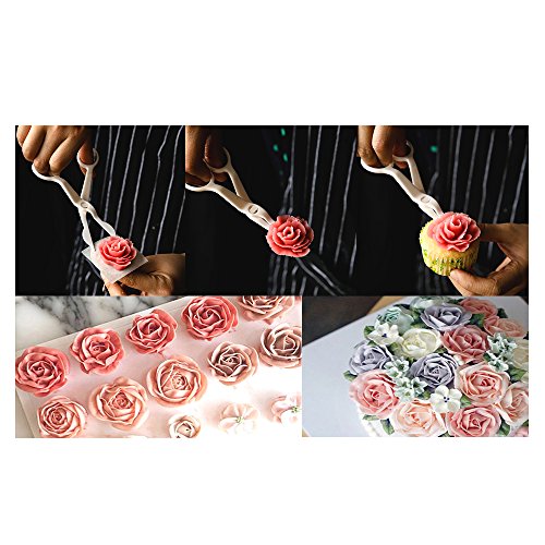 ilauke DIY 47tlg. Ausstecher Ausstechform Stempel Modellierwerkzeug Glätter Fondant Marzipan Tortendeko & Klein Marzipan-Messer Kuchen Cutter mit Dekorieren Schere - 3