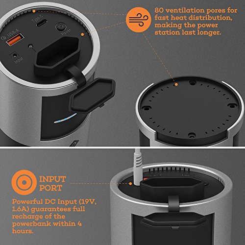 NOVOO Caricabatterie Portatile 60~70W 20100mAh con Uscita AC- Power Bank, Caricabatterie da Viaggio con Connessione AC, USB-C e USB 3.0 Fast Charge. Adatto per Elettrodomestici, Notebook, MacBook, Smartphone, Tablet e altro