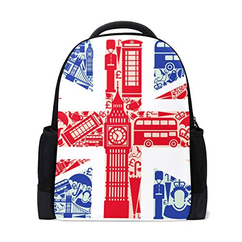 Preisvergleich Produktbild Rucksack Bookbag Daypack England Flaggensymbol wasserdicht für mittlere Reise Mädchen Jungen