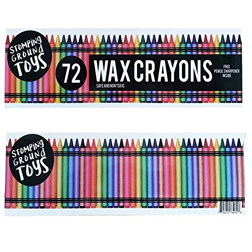 72 Pastelli Colorati con Temperamatite Inclusivo di Stomping Ground Toys - Set di Pastelli a Cera - Ottimo per la Colorazione - Non Tossico e Sicuro per i Bambini