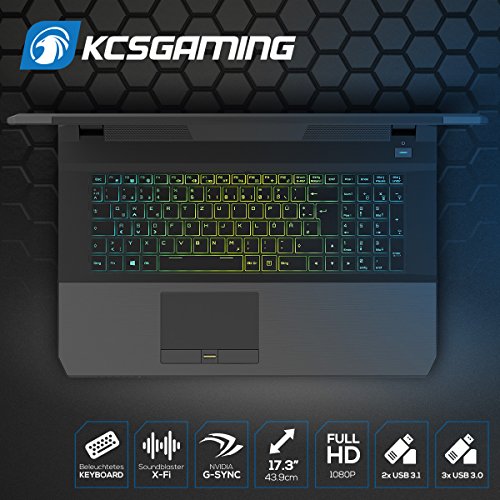 Kiebel Gaming Laptop Pro 7.0 [181137] – Notebook Intel Core i7 7700HQ 4×2.8 GHz | 43.9 cm (17.3″) FullHD Display | 16 GB DDR4 2133 | 512 GB SSD + 1 TB | NVIDIA Geforce GTX 1070 8GB | USB3.1 | Sound Blaster X-Fi | 433Mbit WLAN + Bluetooth | 2MP Webcam | Win10 - 7