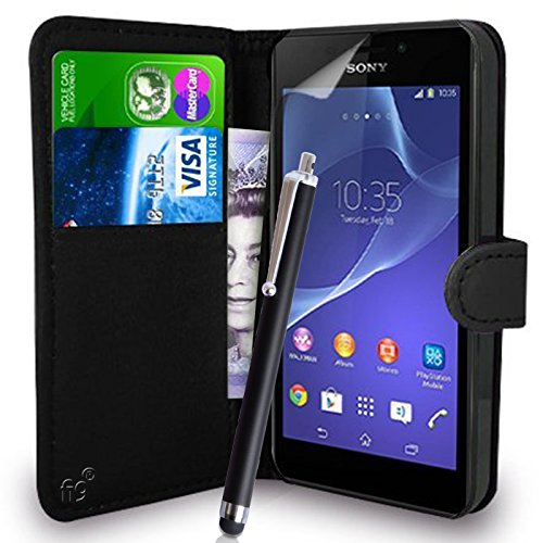 Fi9 SONY XPERIA M2 D2303 D2306 funda de piel sintética con tapa + PROTECTOR de pantalla + lápiz capacitivo, compatible con Sony Xperia M2, color multicolor