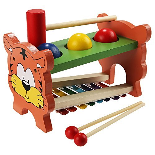 Arshiner Wooden Toys Pound And Tap,Tap Bench with Slide out Xylophone,Kids Wooden Educational Development Music Toy