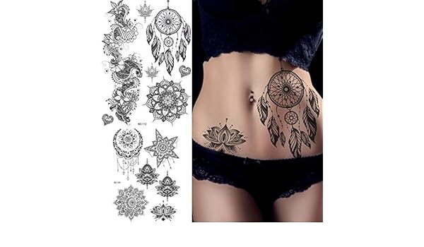 Mrkal Tatouages Temporaires Attrape Rêves Mandala Fleur