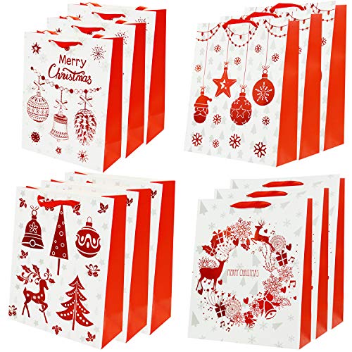 NIMNIK Lot de 12 sacs cadeaux de Noël de luxe 26 x 32 x 12 cm