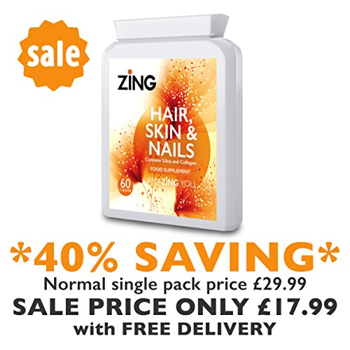 Zing Hair, Skin & Nails - #1 Bestselling beauty supplement for lustrous silky hair, soft vibrant skin and perfect nails. 40% OFF SPECIAL INTRODUCTORY OFFER AND FREE DELIVERY.