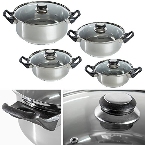TecTake 12 teiliges Edelstahl Kochtopf Set mit Glasdeckel - 3