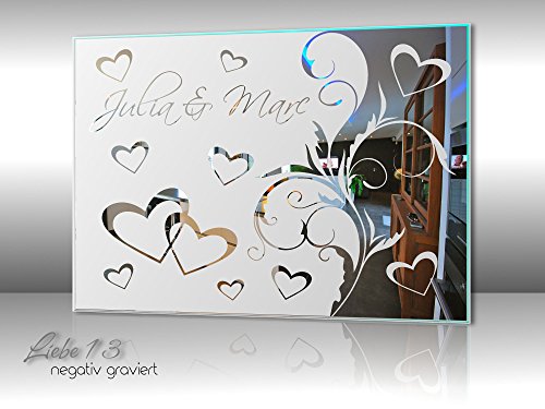 Motivspiegel Liebe 13 Wandbild Wanddeko Spiegel mit Gravur Liebesbeweis Geschenk zum Jahrestag (30x40cm) - 5