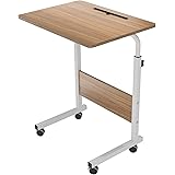 sogesfurniture Scrivania Mobile PC per Lavoro, Tavolino Laptop 60x40cm a Casa o Ufficio con 4 Ruote Mobili, Altezza Regolabil
