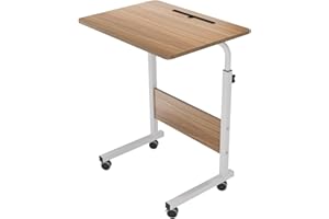 sogesfurniture höhenverstellbar Laptoptisch Computertisch mit Tablet Steckplatz, 60 * 40cm PC Tisch Sofatisch Pflegetisch Beistelltisch mit Rollen, Eiche 05#3-60OK-BH
