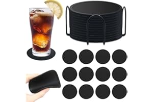 LOVICVKEM 12 Pezzi Sottobicchieri in Silicone senza BPA Antiscivolo,Nero Rotondi Antiscivolo Sottobicchiere in Silicone,bar, tazze, sotto bicchieri, decorazione da tavola, sottobicchieri, vaso Ø 10 cm