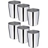 6 Pieces Steel Cups 330ml Non-Rusting Anti-Break Cup Chrome Nickel Plated Mug with Lifetime Warranty