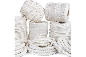 IDRESE Filato macramè, 8 mm x 10 m, corda di cotone spessa, cordoncino in cotone, corda macramè, corda macramè, per fai da te, arazzo da parete, gancio per piante, giardinaggio