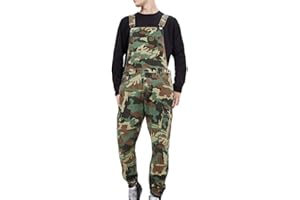 FANSU Men Denim Overalls Trousers Dungarees Vintage Work Bib Jeans Jumpsuits with Knee Pads Pockets Coveralls Pants Big Waist Plus Size