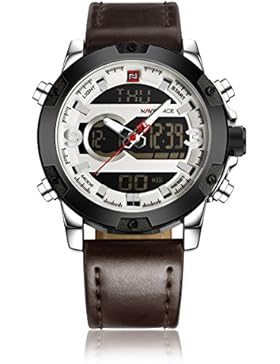 naviforce Herren Sport Military Fashion Analog Digital Lederband Armbanduhr, Alarm, Chronoscope-, Dual Time Zone...