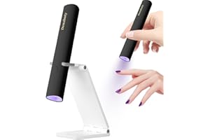 Mini Lampada UV LED Unghie, Denabuty Lampada per Unghie Senza Fili 3W, USB Ricaricabile e Portatile, Penna per Asciuga Unghie Salone di Casa, Torcia Elettrica per unghie Gel Sciugatura Rapida Nero