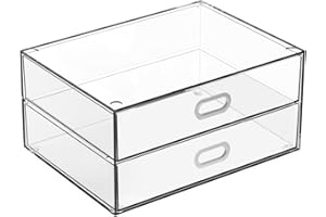 TIENDA EURASIA - Cajonera Plástica Transparente, Organizador Modulable de Escritorio, Cajonera de Oficina y Baño (2 cajones, 23 x 17 x 11 cm)