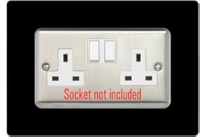 EWOLDS Double Socket Surround, Square Acrylic Back Panel Finger Plate, Decorative Frame for Neat and Tidy Finish, Font Colour:Black
