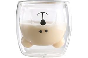 LINCMAN Süße Bier tassen KaffeeTeegläser Trinkgläser Kaffeeglas Doppelwandige Isoliergläser Bär Katze Becher Tasse