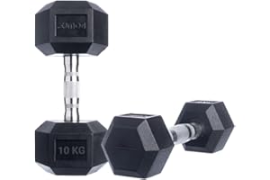 ‎POWRX POWRX Hexagon Dumbbells (Pair) Incl. Workout 2-32.5 kg Rubber Coated Non-Slip Chrome Handles Dumbbell Set