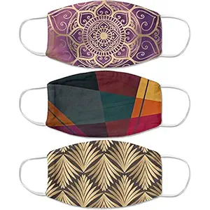Shocknshop Cotton Multicolor Printed Reusable And Washable Face Mask - Pack of 3