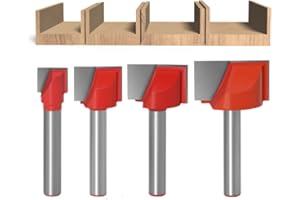 WSOOX 6mm Shank Bottom Cleaning Router Bit Set, 4-piece Slotting Router Bit Set (10mm / 16mm / 20mm / 25mm)