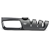 MITSUMOTO SAKARI Affilacoltelli Professionale a 3 Stadi, Affilacoltelli Affila Facile con Manopola ad Angolo Regolabile, Giap