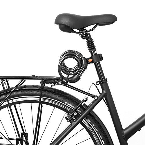 Gregster Fahrradschloss mit Zahlenkombination, Spiralkabelschloss fürs Fahrrad mit 5 Zahlenreihen und einem Durchmesser von 12 mm, Zahlenspiralkabelschloss inkl. Halterung, schwarz - 7
