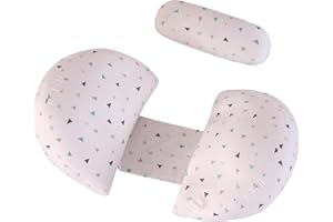 GKXLH Poduszki ciążowe do spania – poduszka ciążowa na plecy, biodra, nogi, miękka poduszka ciążowa dla kobiet w ciąży, zdejmowana i regulowana, podwójny klin z poszewką na poduszkę (mała, biała plamka)