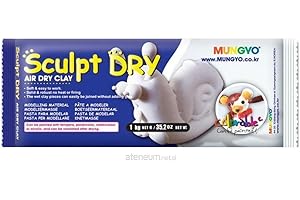 MUNGYO Artstraws CT5572 Creation Station 1 Kg Air-Drying Clay White, 1Kg