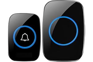 JOFLVA Sonnette Sans Fil,5 Niveaux Volumes 60 Mélodies Au Et Indicateur Led,300M Un Emetteurs Avec Un Récepteur Enfichable,Wireless Doorbell Niveau d'étanchéité IP55 Ensemble de étanche