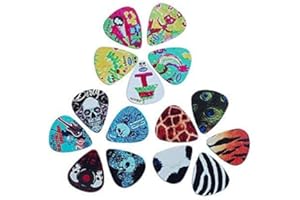 Yakamoz 15PCS Médiators pour Guitare en Celluloïde Assortis Guitar Picks pour Guitare Acoustique Guitare Électrique Ukulélé Basse avec 4 Épaisseur 0.46mm / 0.71mm / 0.96mm / 1.20mm