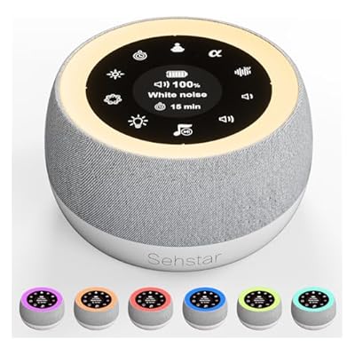 Sehstar White Noise Machine Sound Therapy Sleep Soother For Baby&adults 22 White Noise/5 Yoga/5 α-wave 7 color/3 Brightness/breathing Light Touchscreen Timer Memory