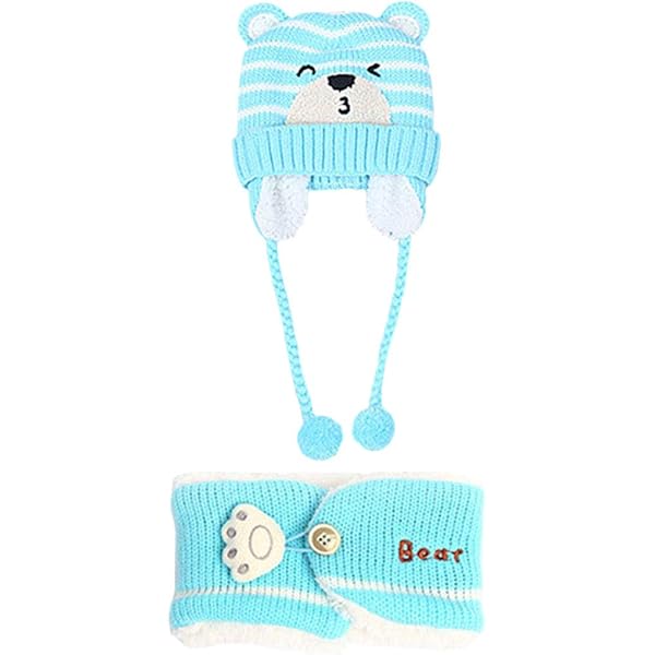 Bonnet Bebe Garçon Bonnet Bébé,Chapeau Enfant, 46-50cm Petit Hiver Chapeau Avec Écharpe Bonnet Garcon Polaire