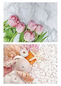 SAVIAURA 1 Sheet 2 in 1 Photography Backdrop 3D Flat Lay Tabletop Double-Sided 22x16 Photo Background PVC Wrinkle-Free for Small Products Food (#33-Shells Marbles & Flowers)