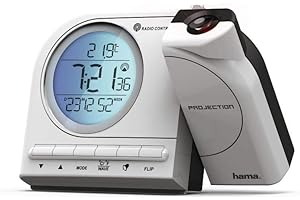 Hama Projektor Uhr als Wecker mit Projektion oder Wecker mit Projektion Kinder (Wanduhr Projektion und Wecker Projektion Decke, Wecker laser, digital clock projector, Funkwecker mit Projektion)